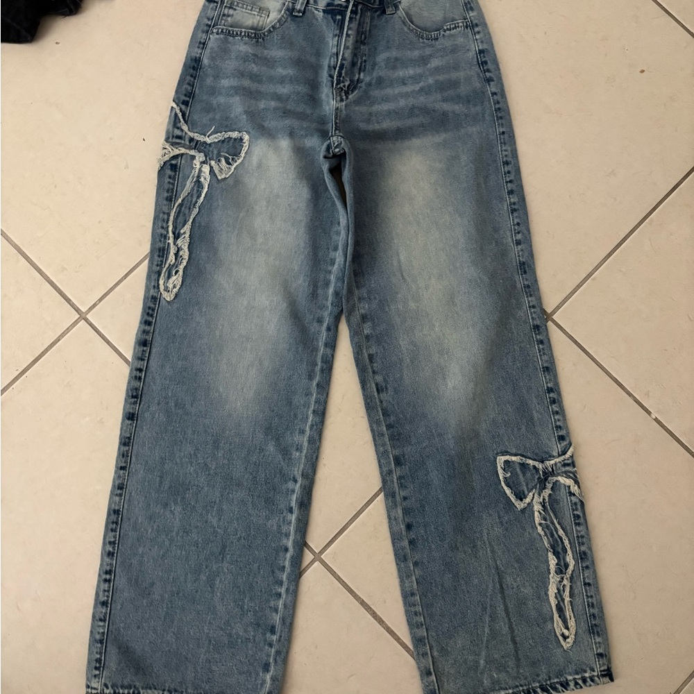 shein bow jeans